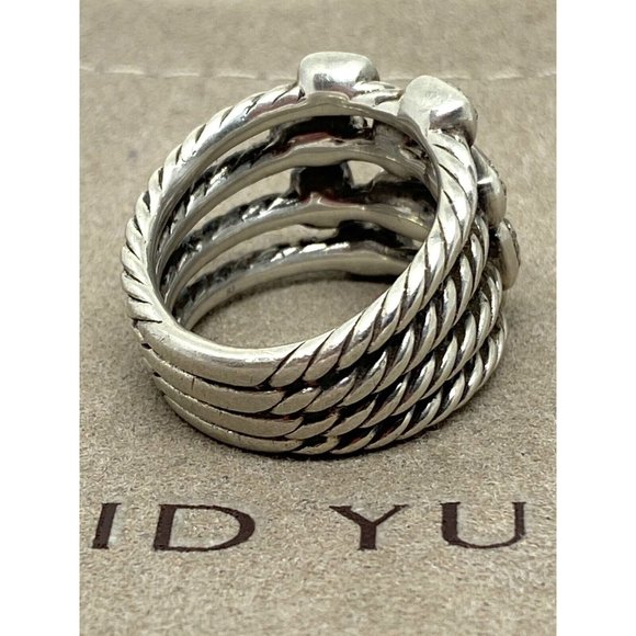 DAVID YURMAN CONFETTI STERLING PAVE DIAMOND RING 4 ROWS SIZE 7 - Picture 4 of 14